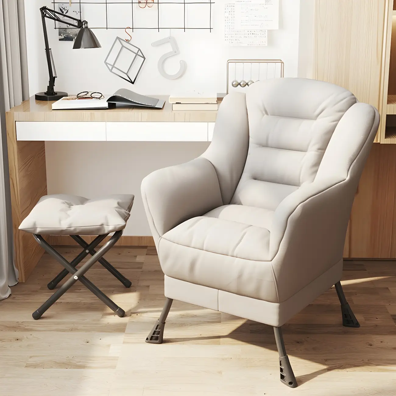 Ergonomic Suede Recliner Chair with Storage and Ottoman Image - 1 | homeyfad