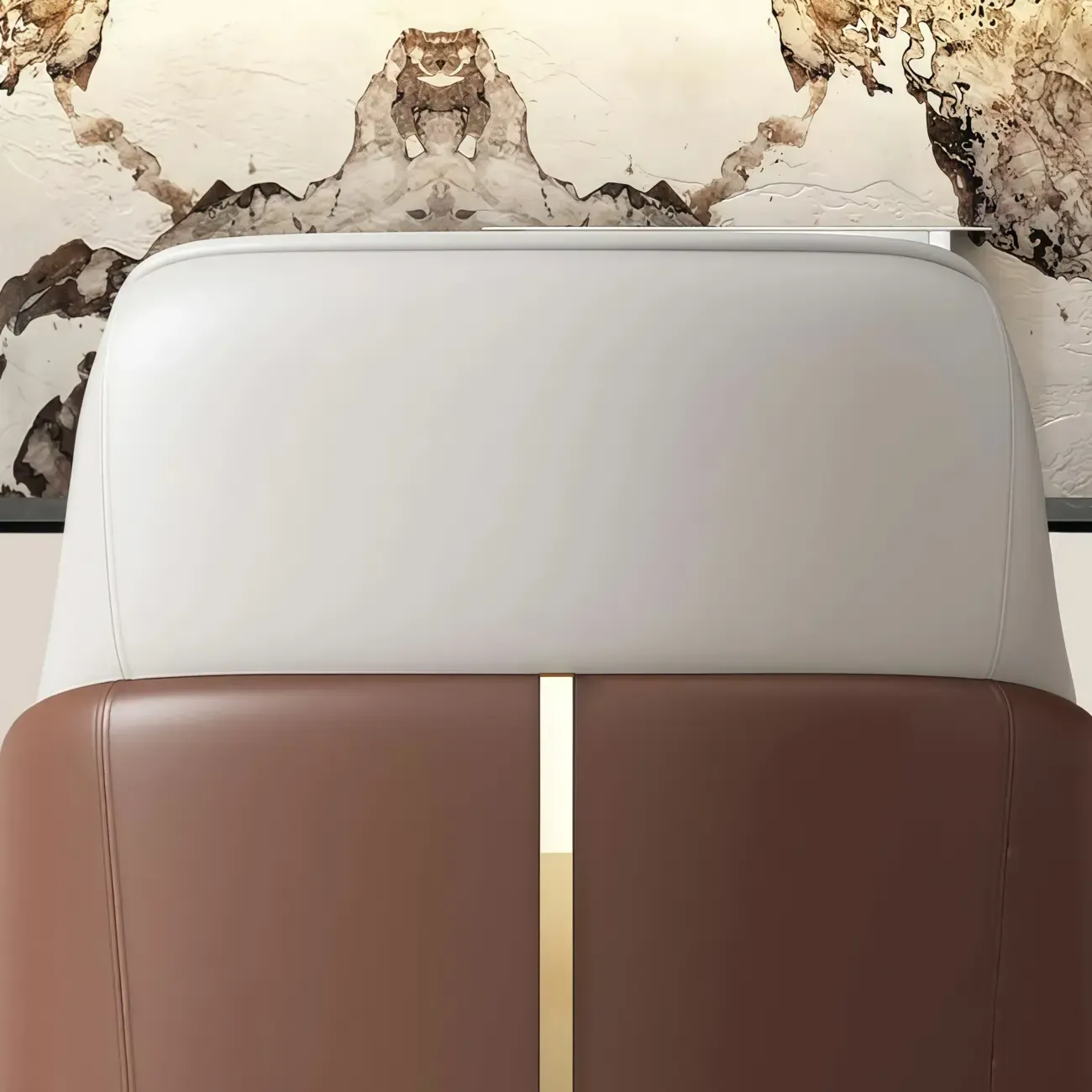 Modern Genuine Leather Sloped Arms Low Back Dining Chair Image - 5