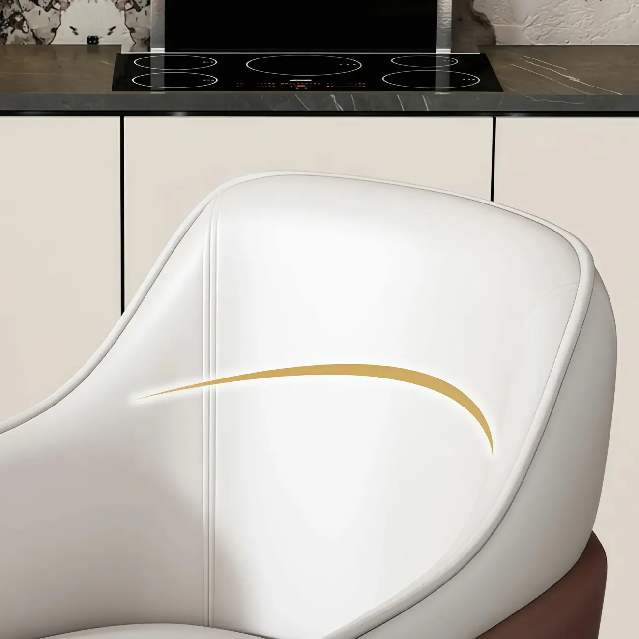 Modern Genuine Leather Sloped Arms Low Back Dining Chair Image - 4 | homeyfad