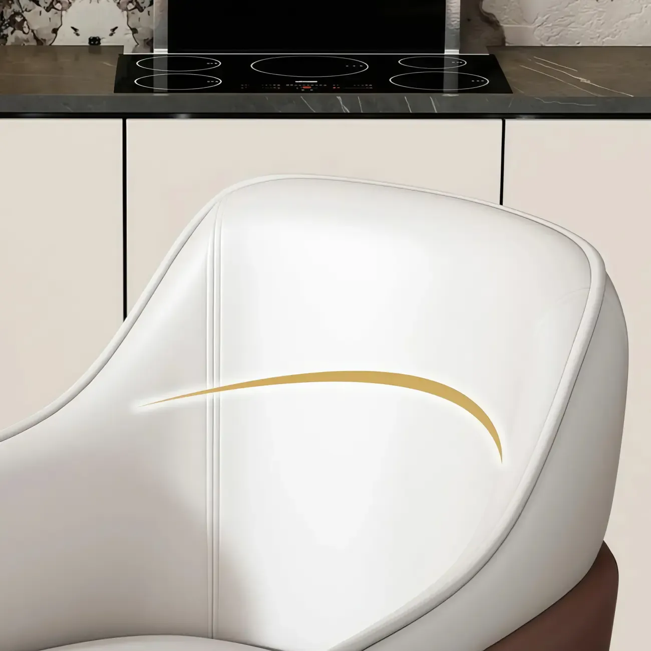 Modern Genuine Leather Sloped Arms Low Back Dining Chair Image - 4