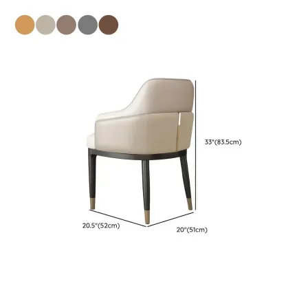 Modern Genuine Leather Sloped Arms Low Back Dining Chair Image - 7