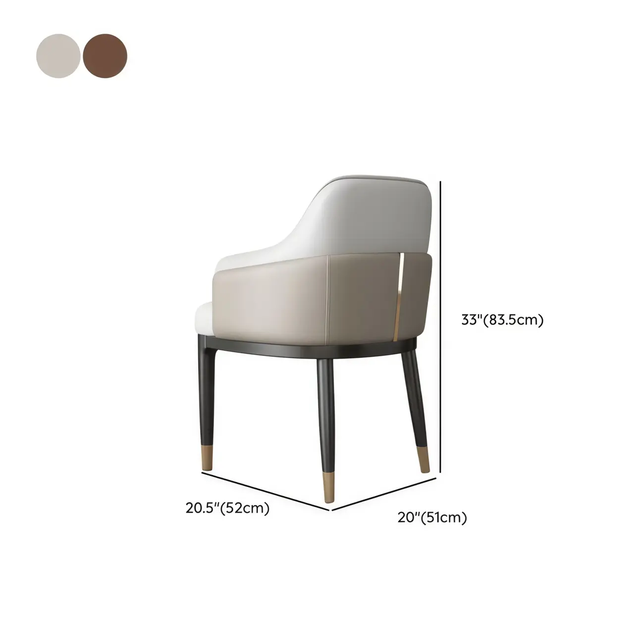 Modern Genuine Leather Sloped Arms Low Back Dining Chair Image - 8 | homeyfad