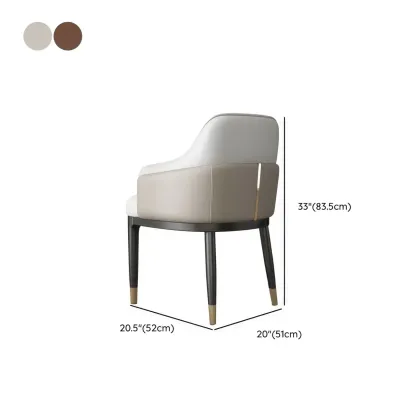 Modern Genuine Leather Sloped Arms Low Back Dining Chair Image - 8