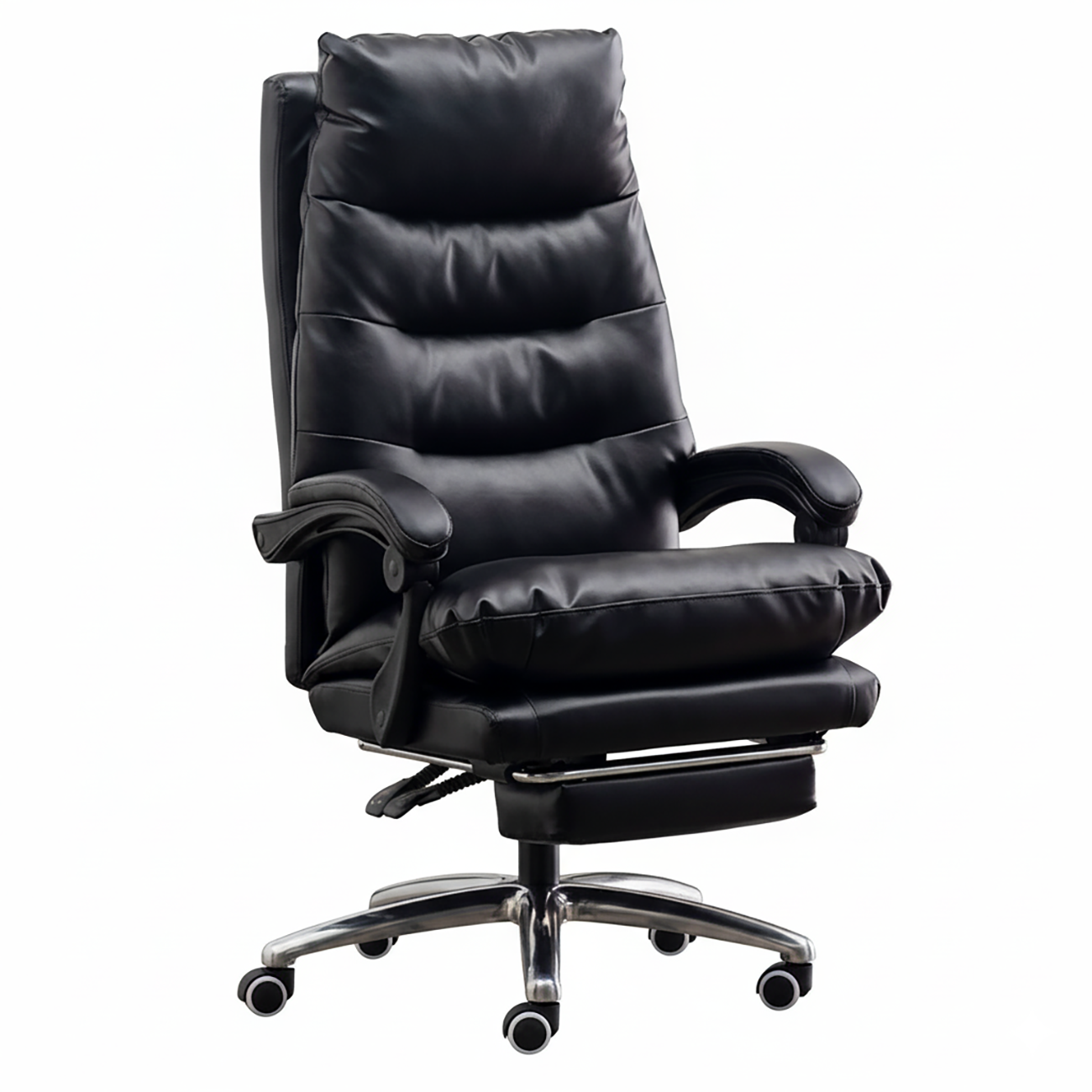 Ergonomic Leather Reclining Executive Office Chair with Footrest Image - 13 | homeyfad