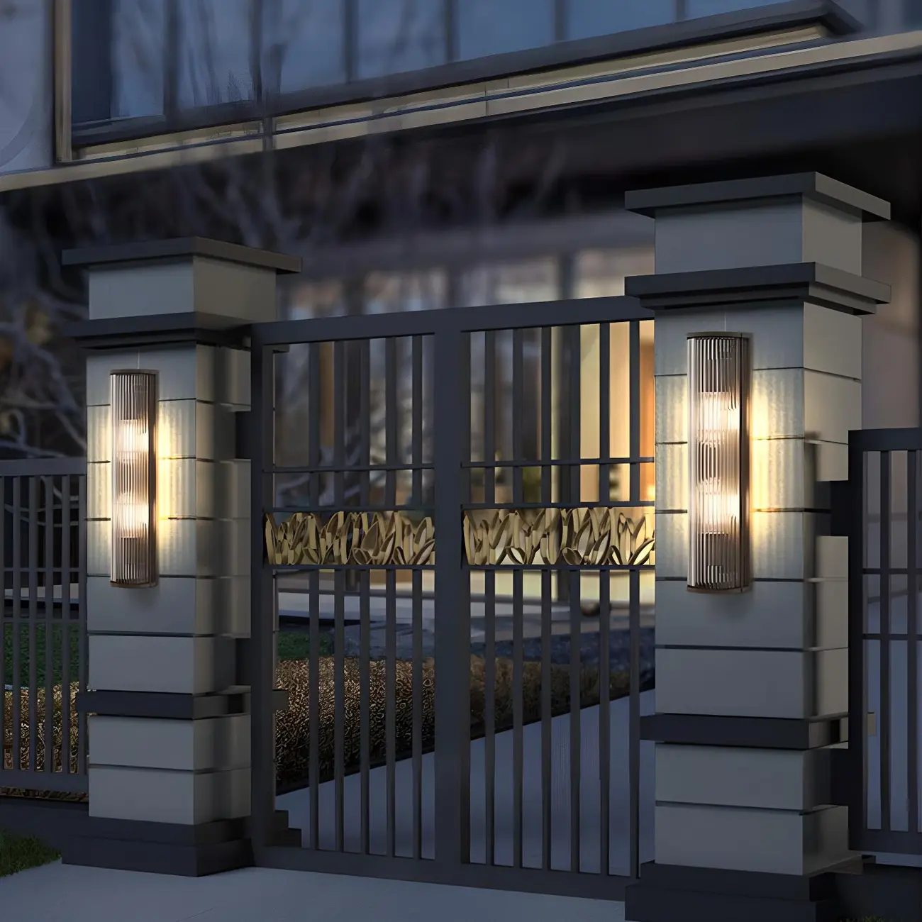 Modern Black Steel Clear Acrylic Vertical Wall Sconce Image - 2 | homeyfad