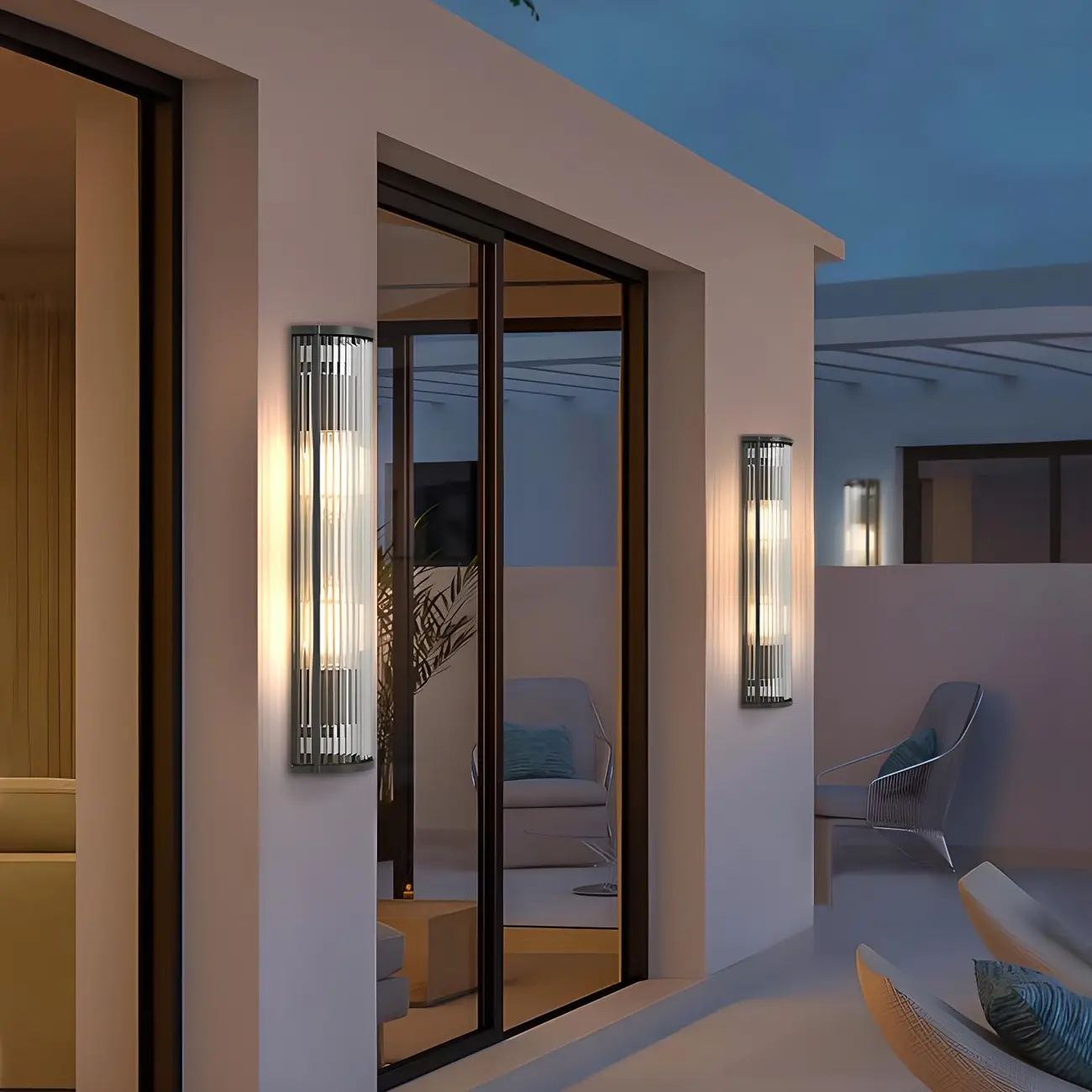 Modern Black Steel Clear Acrylic Vertical Wall Sconce Image - 3 | homeyfad