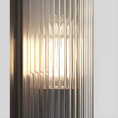 Modern Black Steel Clear Acrylic Vertical Wall Sconce Image - 6
