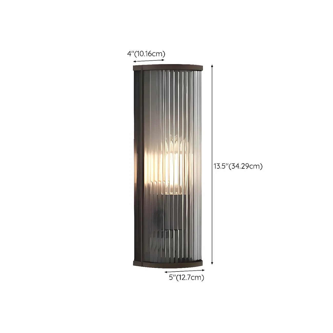 Modern Black Steel Clear Acrylic Vertical Wall Sconce #size