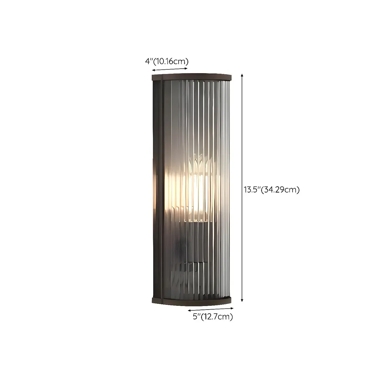 Modern Black Steel Clear Acrylic Vertical Wall Sconce #size