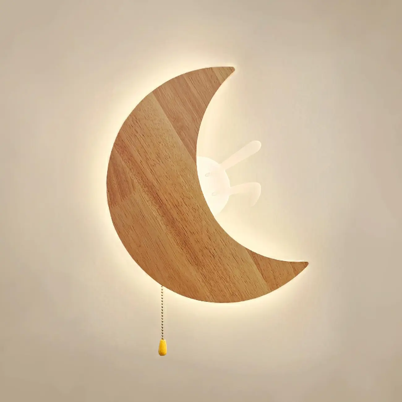 kids Moon-Shaped Wooden Wall Sconce for Bedroom Decor | homeyfad