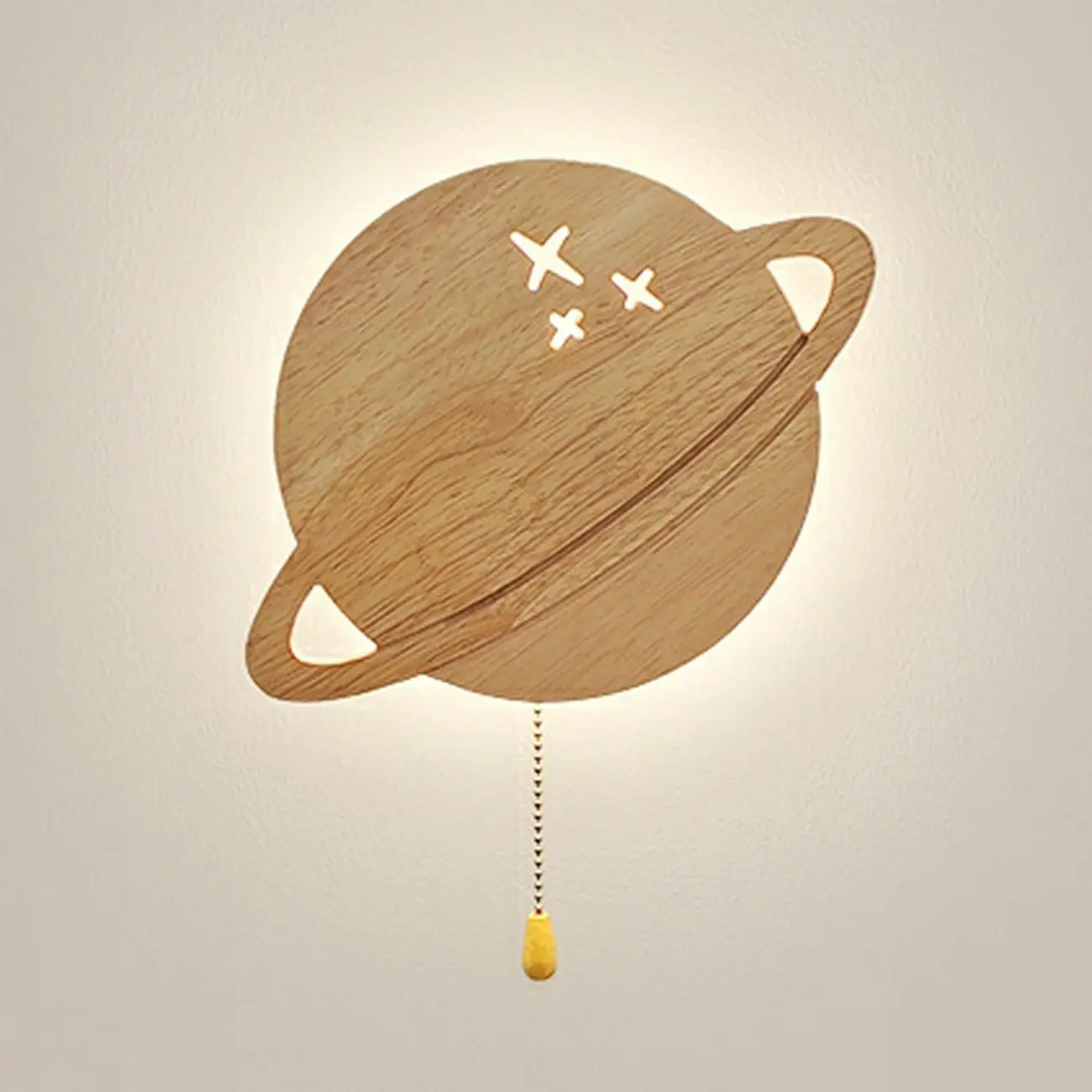 kids Moon-Shaped Wooden Wall Sconce for Bedroom Decor | homeyfad