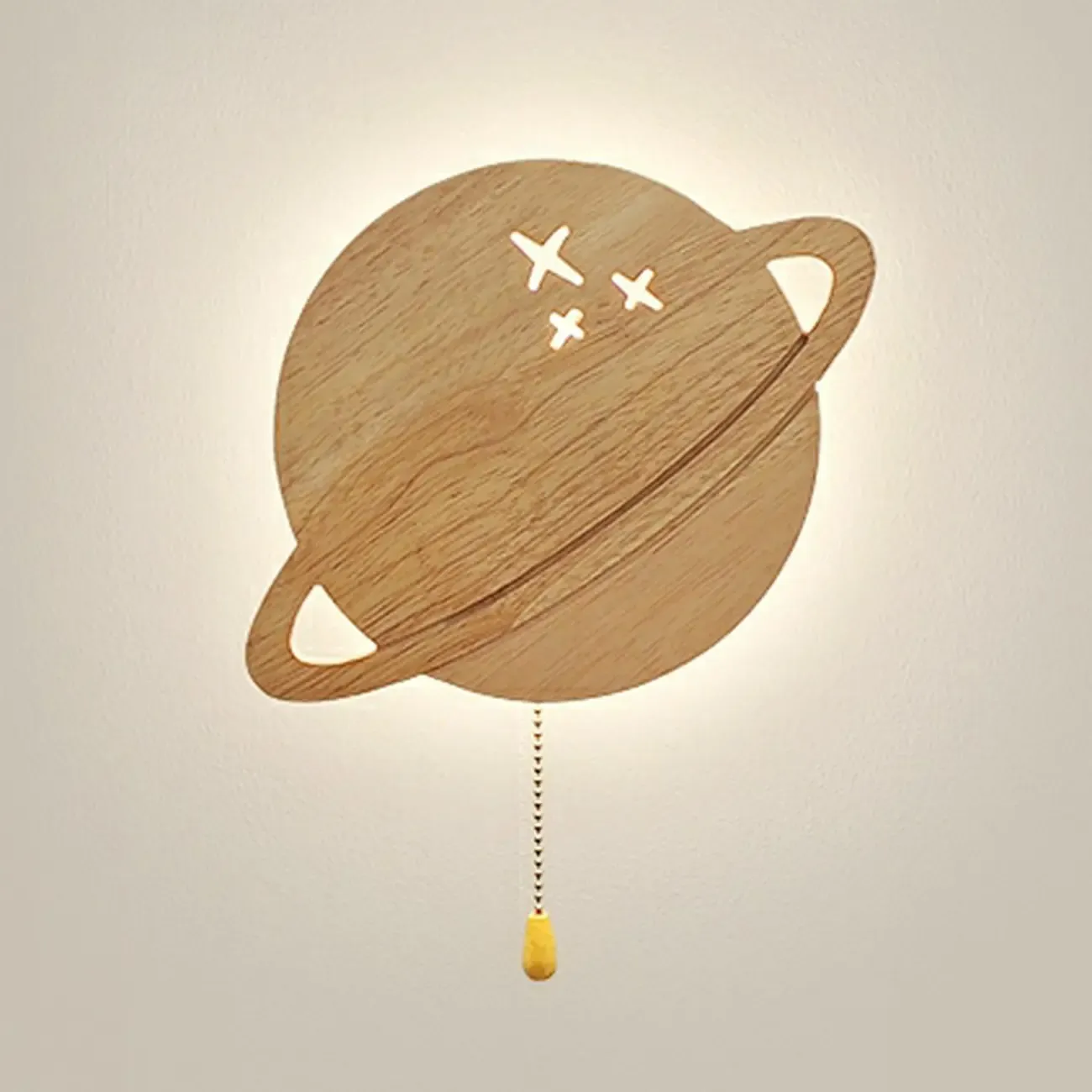 kids Moon-Shaped Wooden Wall Sconce for Bedroom Decor