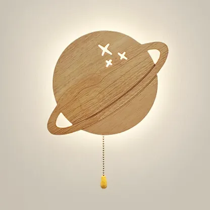 kids Moon-Shaped Wooden Wall Sconce for Bedroom Decor