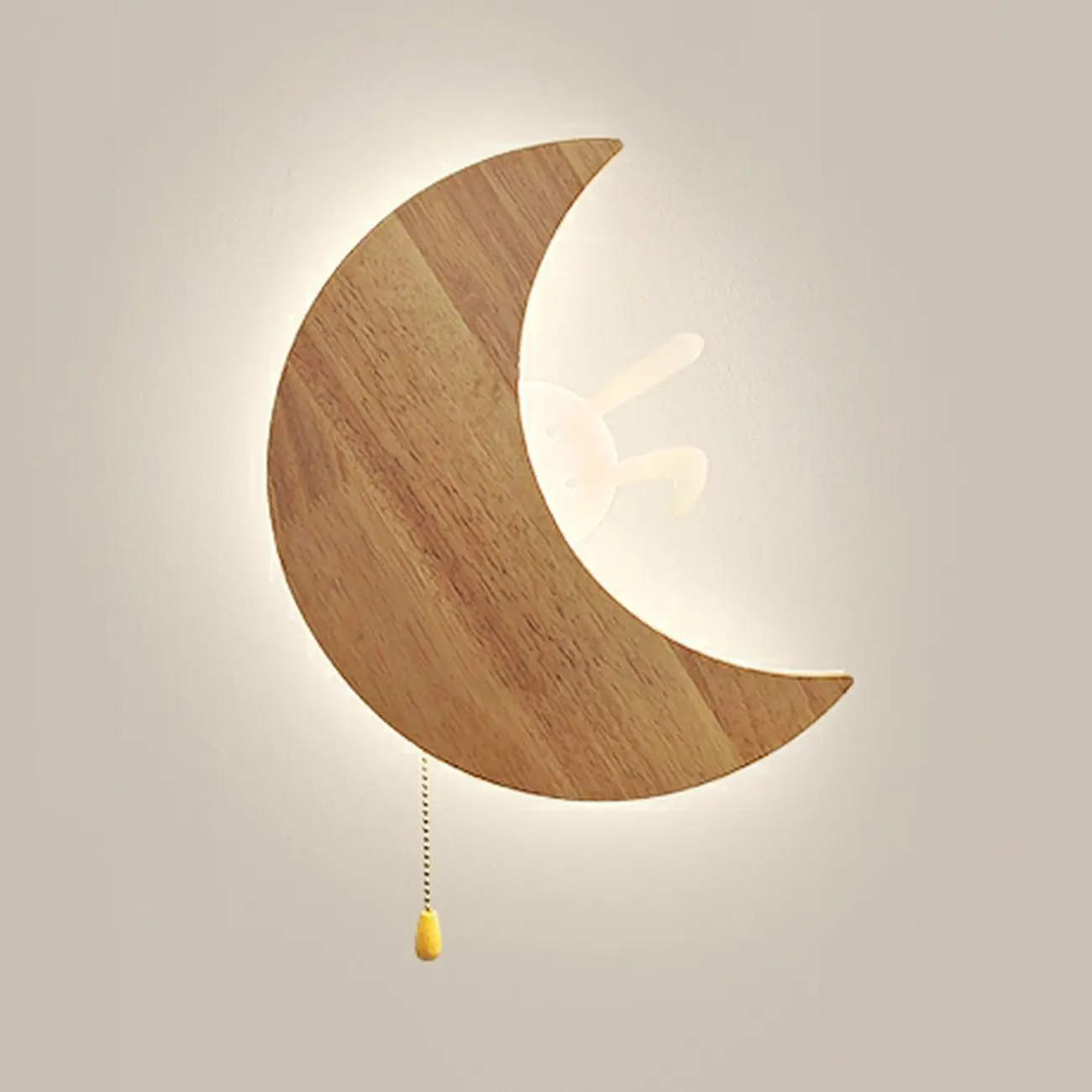 kids Moon-Shaped Wooden Wall Sconce for Bedroom Decor | homeyfad