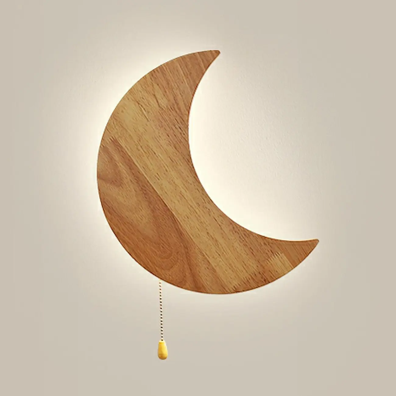 kids Moon-Shaped Wooden Wall Sconce for Bedroom Decor | homeyfad