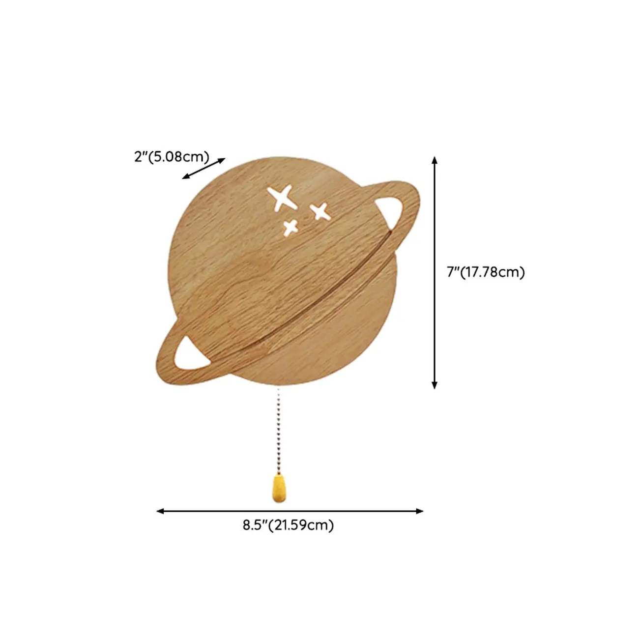 kids Moon-Shaped Wooden Wall Sconce for Bedroom Decor #size