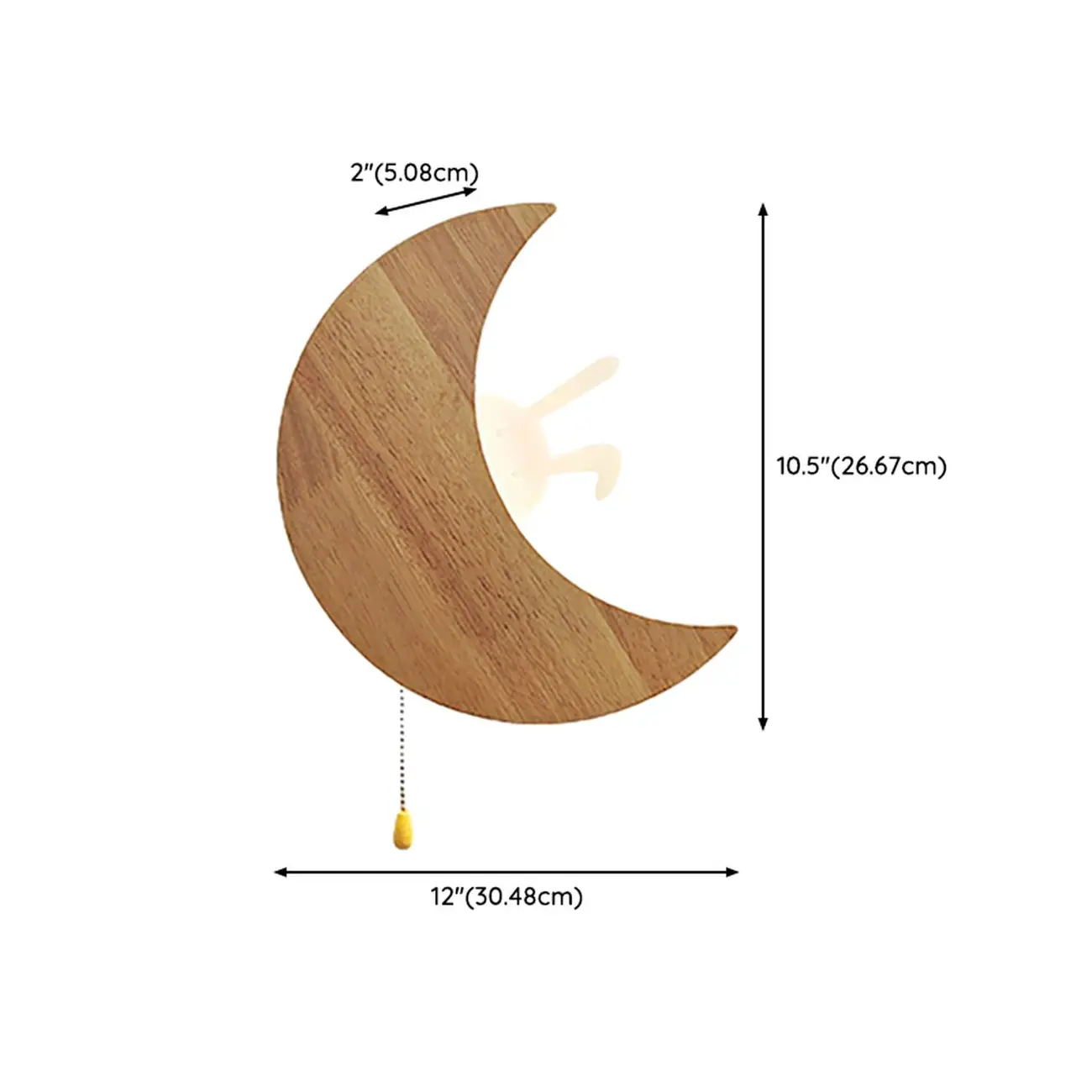 kids Moon-Shaped Wooden Wall Sconce for Bedroom Decor | homeyfad