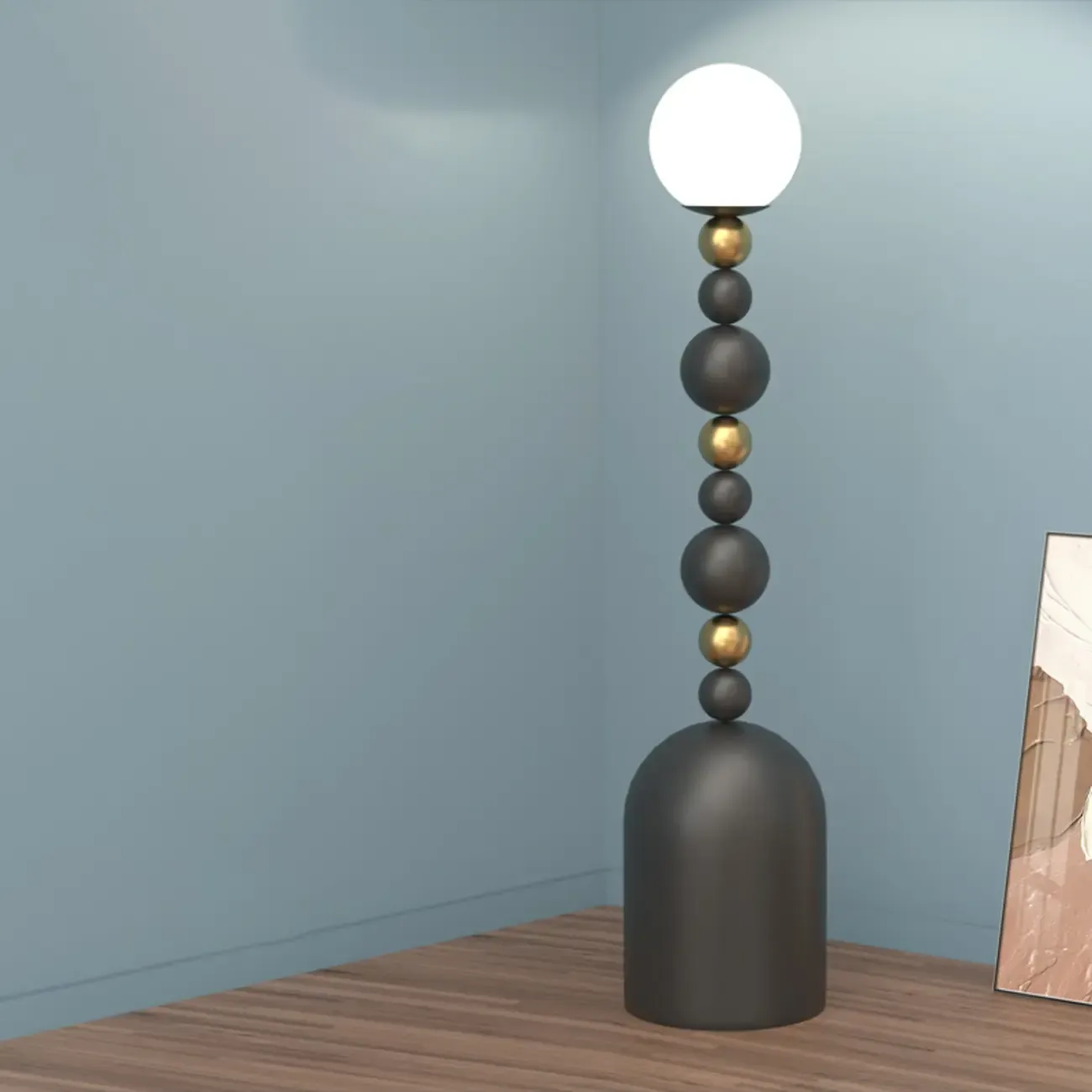 Industrial Metal Globe Floor Lamp With Rocker Switch Image - 3
