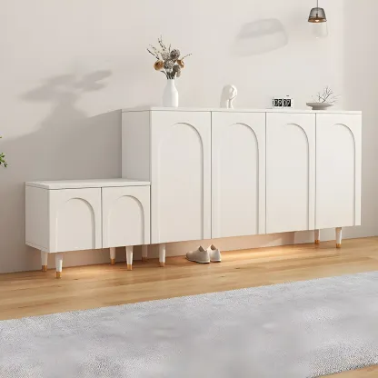 Green Wood Shoe Cabinet with Adjustable Shelves Image - 4