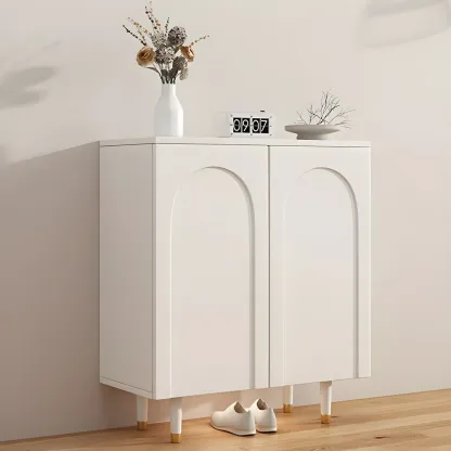 Green Wood Shoe Cabinet with Adjustable Shelves Image - 7