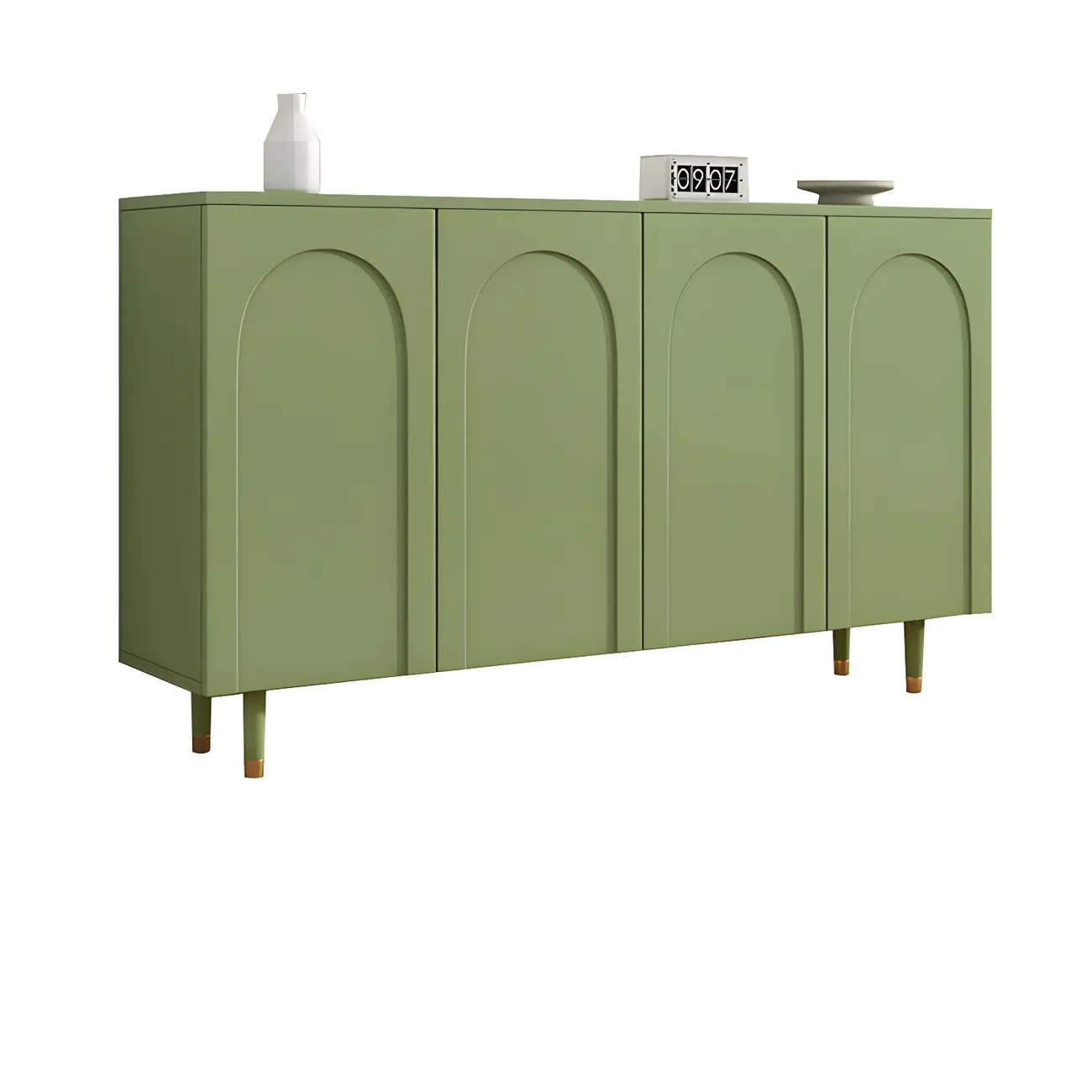 Green Wood Shoe Cabinet with Adjustable Shelves Image - 10 | homeyfad