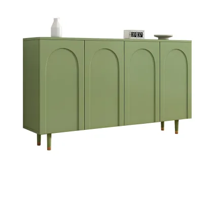 Green Wood Shoe Cabinet with Adjustable Shelves Image - 10