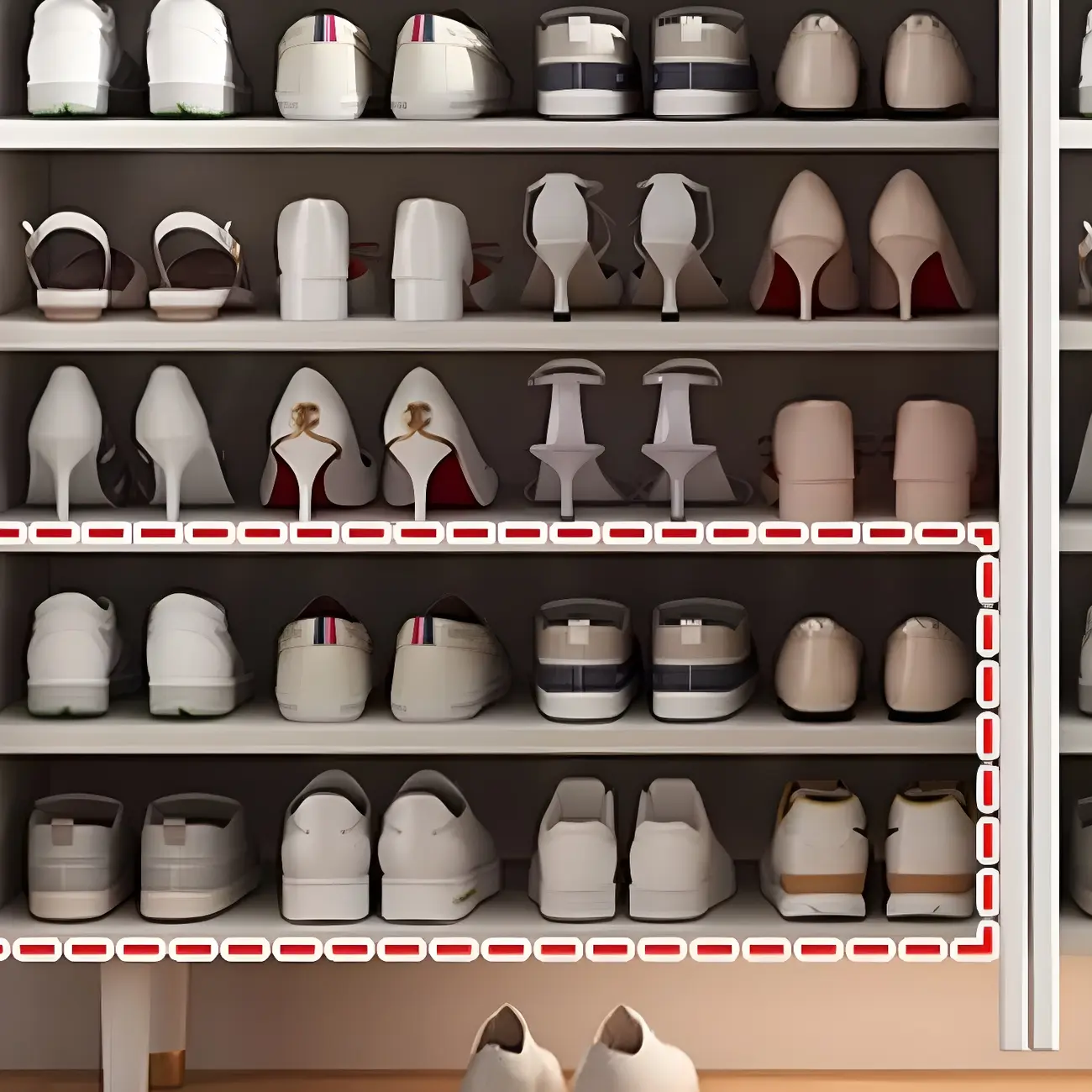 Green Wood Shoe Cabinet with Adjustable Shelves Image - 16 | homeyfad