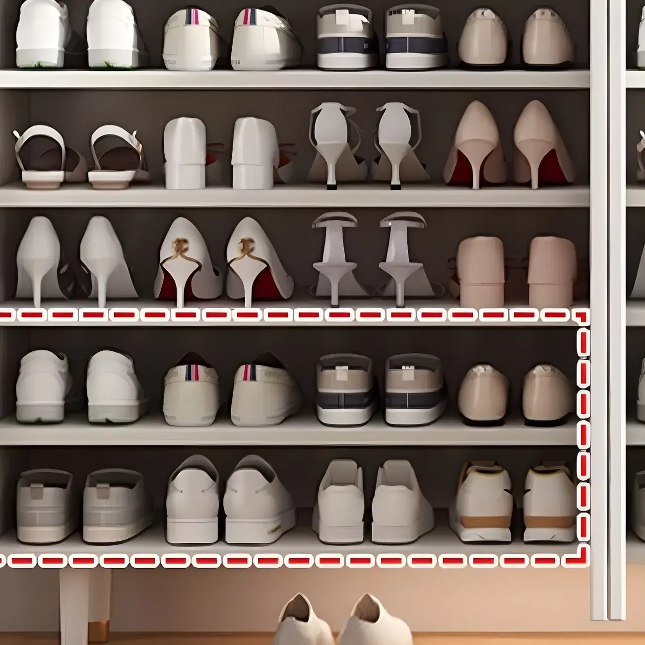 Green Wood Shoe Cabinet with Adjustable Shelves Image - 16