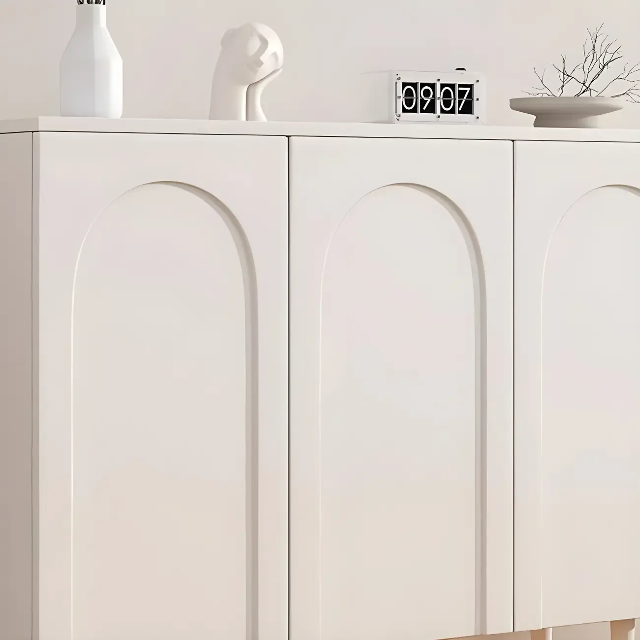 Green Wood Shoe Cabinet with Adjustable Shelves Image - 18