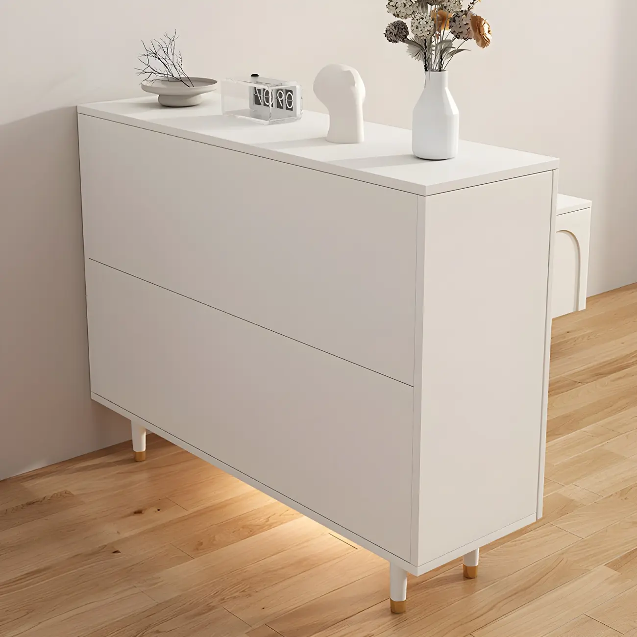 Green Wood Shoe Cabinet with Adjustable Shelves Image - 19 | homeyfad