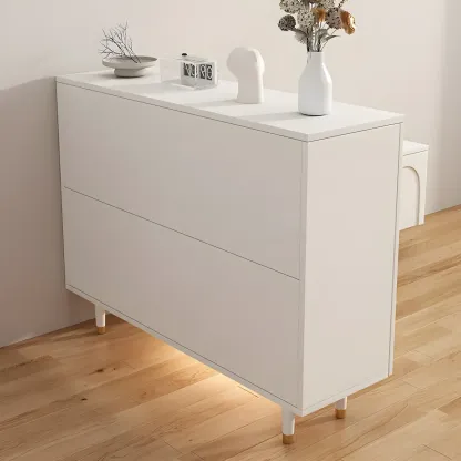 Green Wood Shoe Cabinet with Adjustable Shelves Image - 19