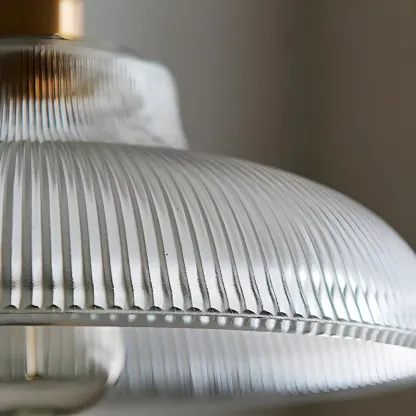 Minimalist Clear Glass Bowl Gold Rope Hanging Pendant Light Image - 9