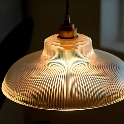 Minimalist Clear Glass Bowl Gold Rope Hanging Pendant Light Image - 10