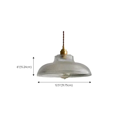 Minimalist Clear Glass Bowl Gold Rope Hanging Pendant Light #size