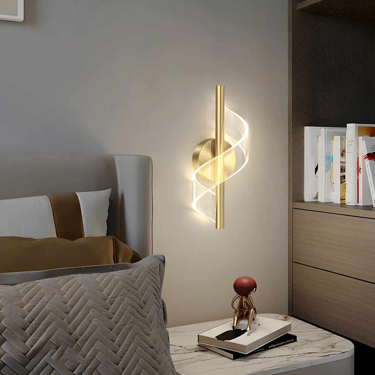Modern Geometric LED Wall Light in Acrylic for Bedroom Image - 8 | homeyfad