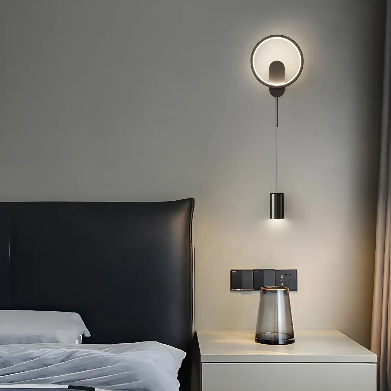 39.5"H Sleek Dimmable Black LED 2-Light Wall Lamp for Bedside | homeyfad