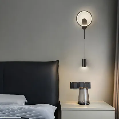 39.5"H Sleek Dimmable Black LED 2-Light Wall Lamp for Bedside