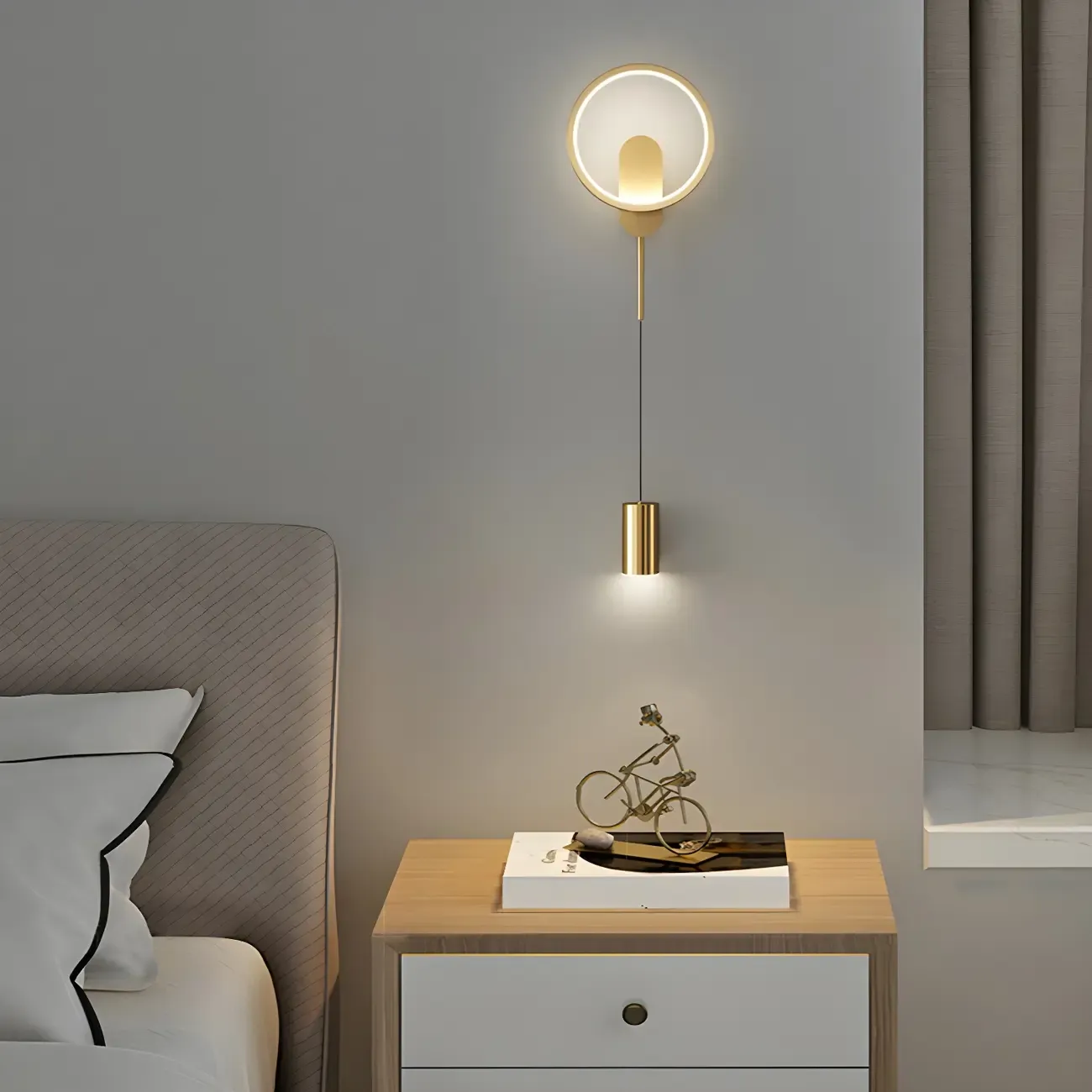 39.5"H Sleek Dimmable Black LED 2-Light Wall Lamp for Bedside