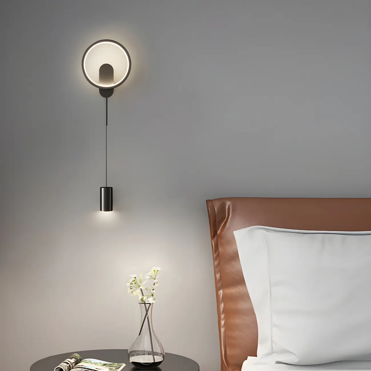 39.5"H Sleek Dimmable Black LED 2-Light Wall Lamp for Bedside | homeyfad