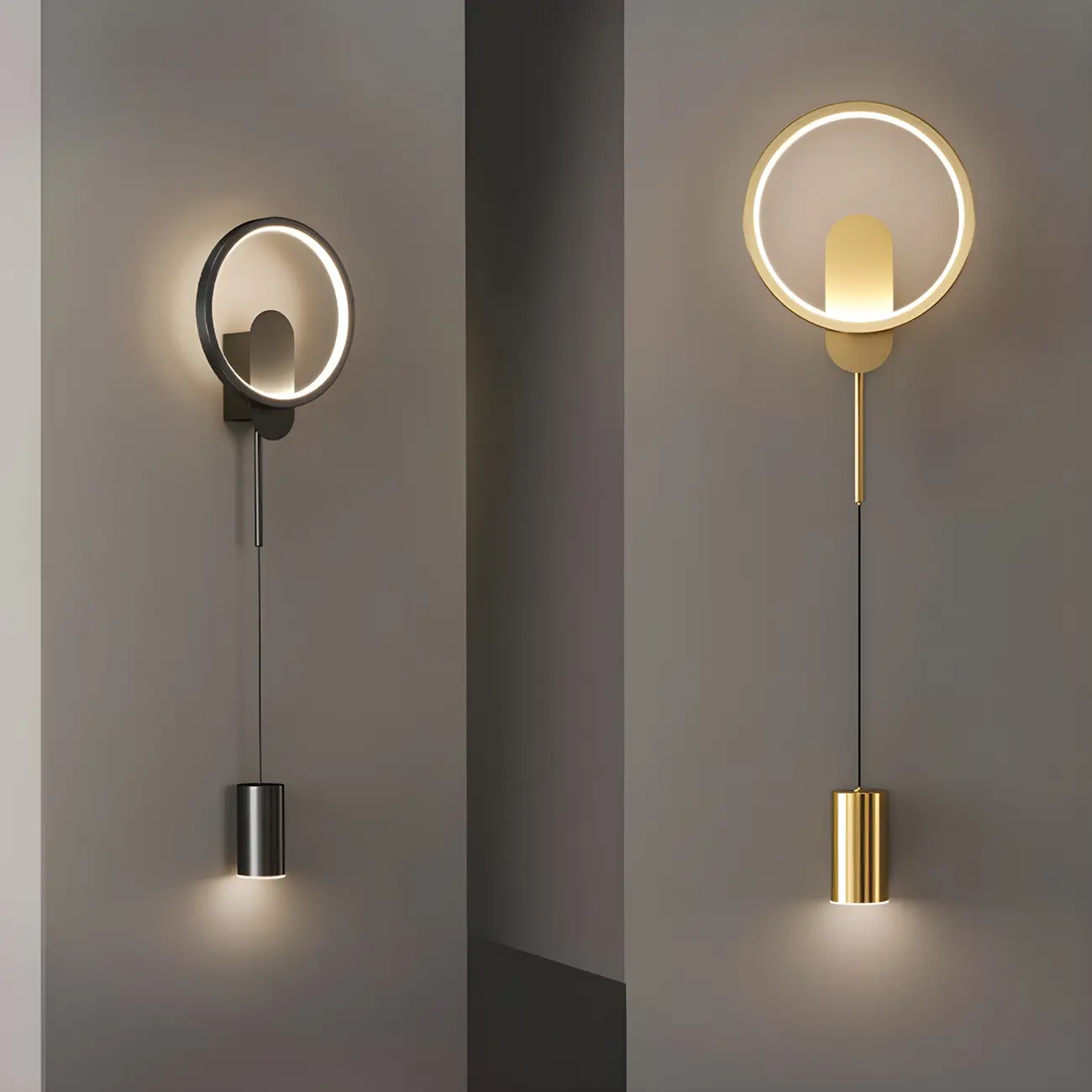 39.5"H Sleek Dimmable Black LED 2-Light Wall Lamp for Bedside | homeyfad