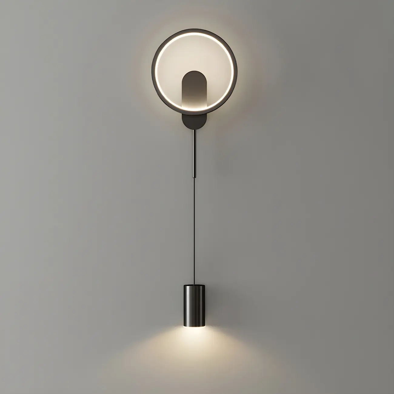 39.5"H Sleek Dimmable Black LED 2-Light Wall Lamp for Bedside | homeyfad