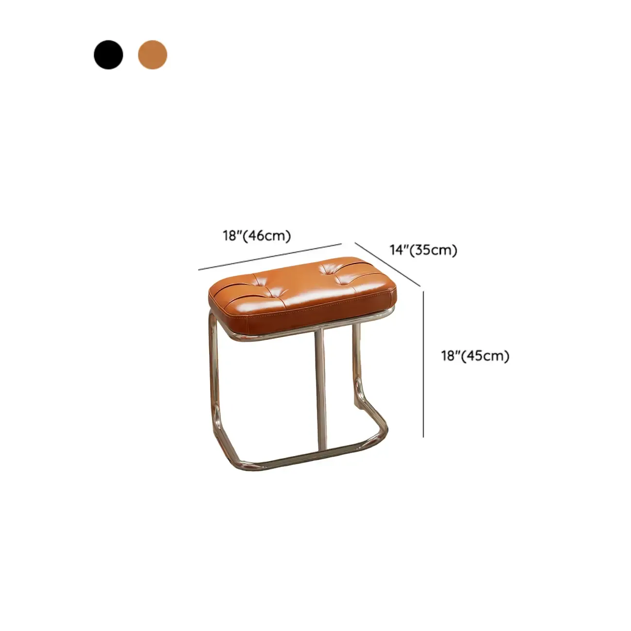 Modern Rectangular Cushioned Leather Bedroom Bench #size