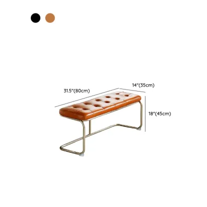 Modern Rectangular Cushioned Leather Bedroom Bench Image - 9