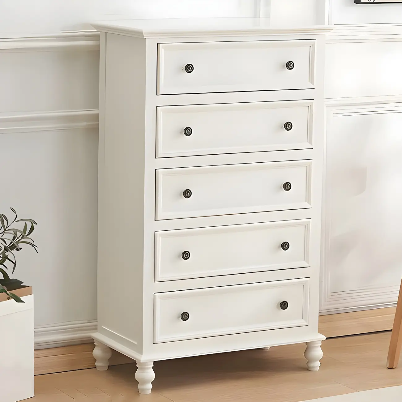 Elegant Classic Lacquered White Brown Wooden Storage Chest Image - 6 | homeyfad