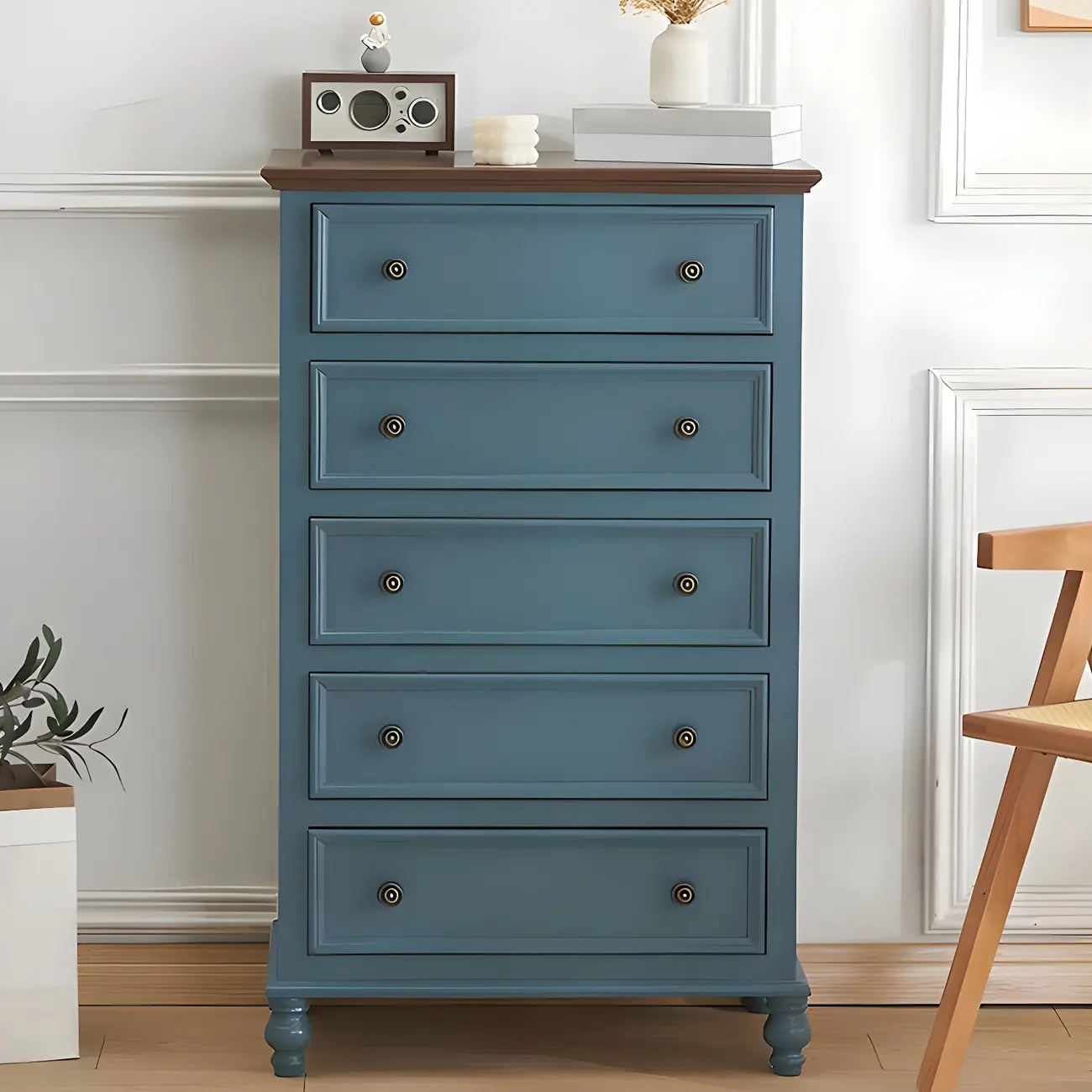 Elegant Classic Lacquered Wooden White Brown Storage Cabinet Image - 6 | homeyfad