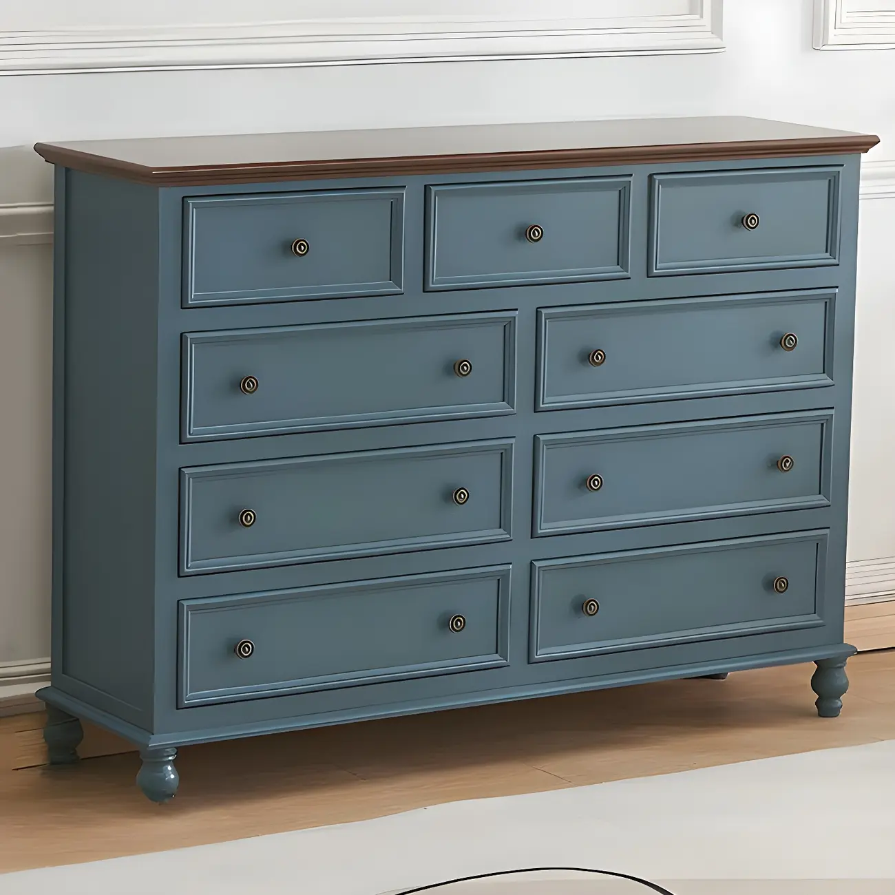 Elegant Classic Lacquered White Brown Wooden Storage Chest Image - 21 | homeyfad