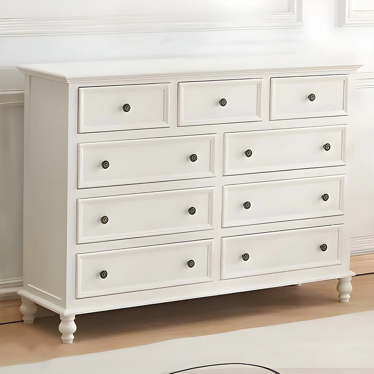 Elegant Classic Lacquered White Brown Wooden Storage Chest Image - 9 | homeyfad