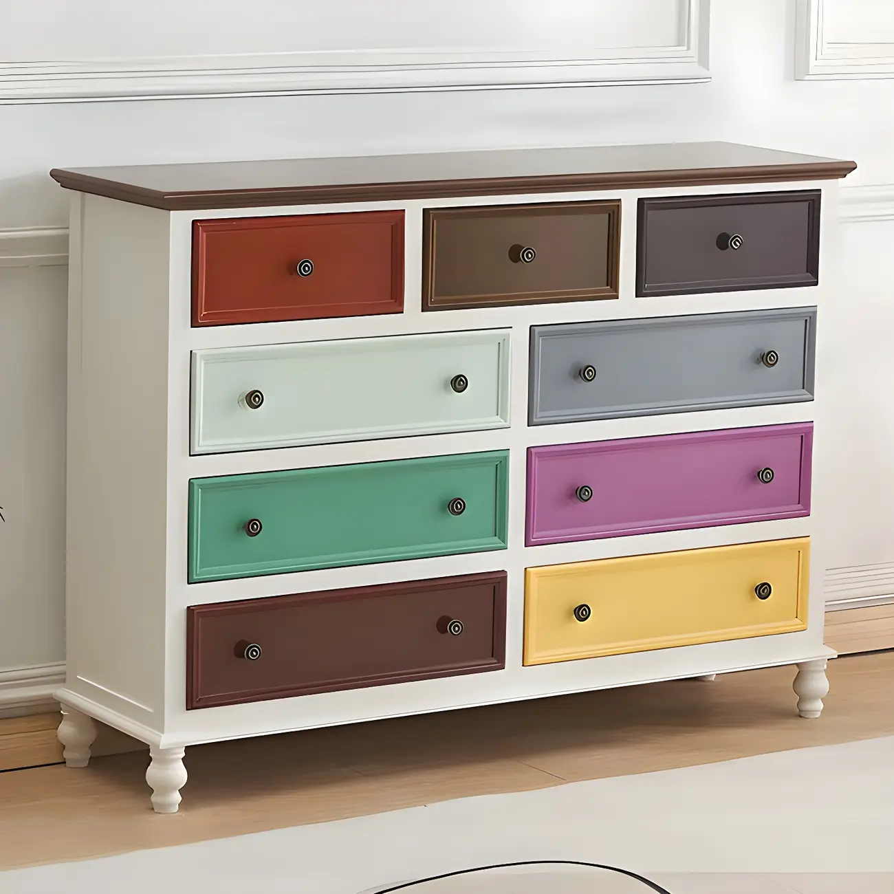 Elegant Classic Lacquered White Brown Wooden Storage Chest Image - 15 | homeyfad