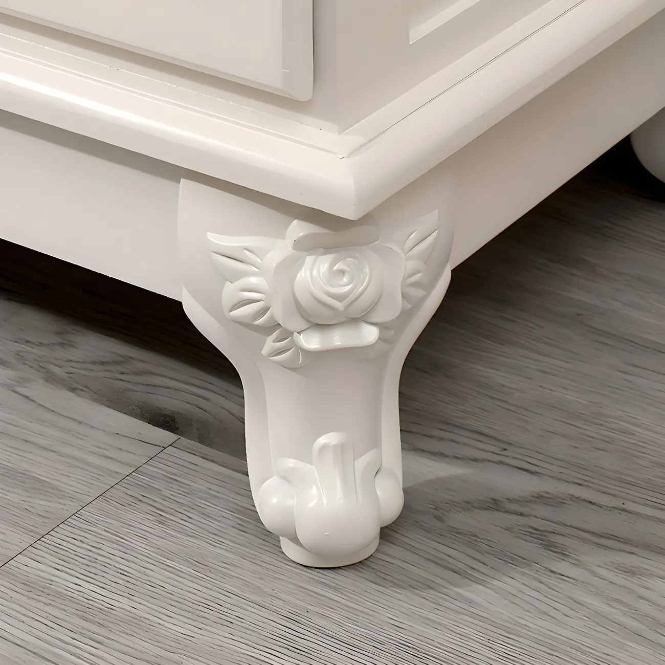 Elegant Classic Lacquered Wooden White Brown Storage Cabinet Image - 14 | homeyfad