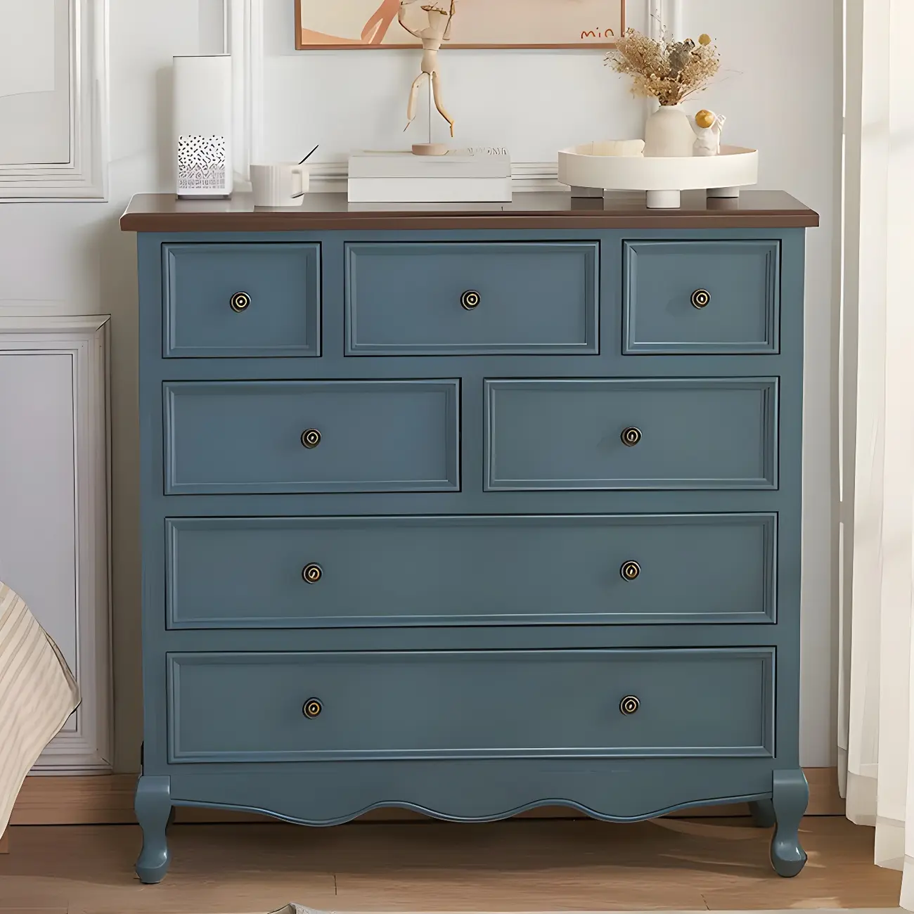 Elegant Classic Lacquered White Brown Wooden Storage Chest Image - 12 | homeyfad